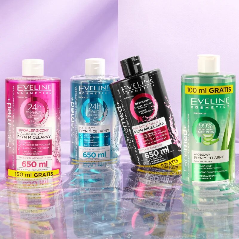 Eveline Cosmetics FaceMed+ apă micelară cu acid hialuronic 3 in 1 400 ml