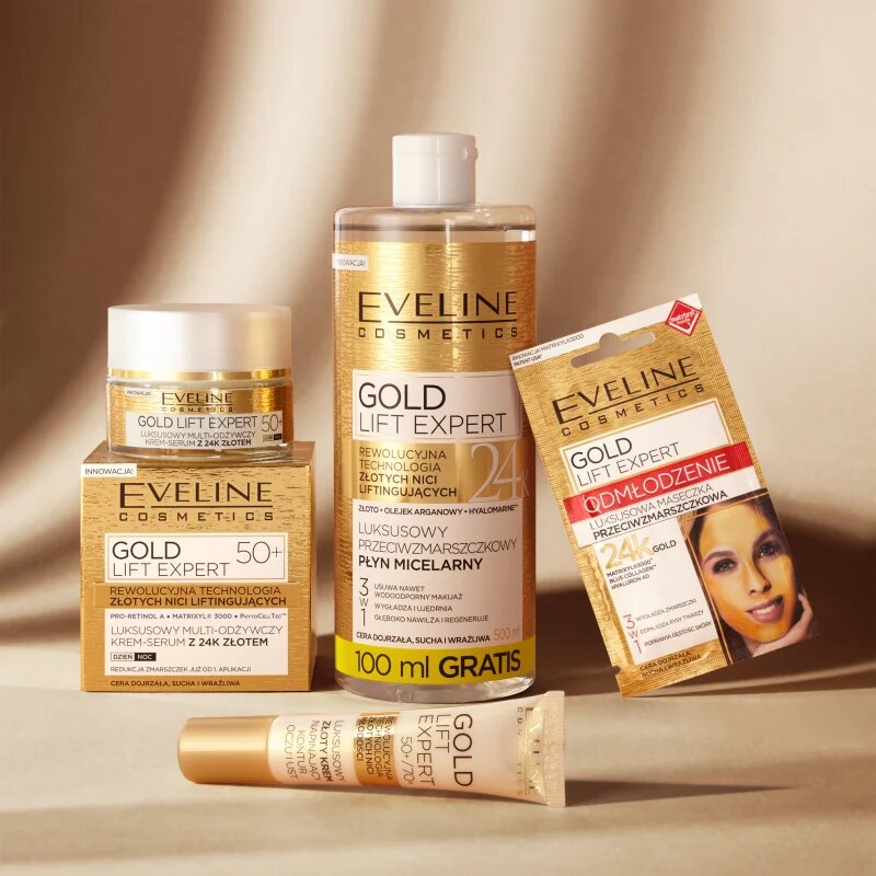 Eveline Cosmetics Gold Lift Expert crema anti rid de zi si de noapte 50+ 50 ml