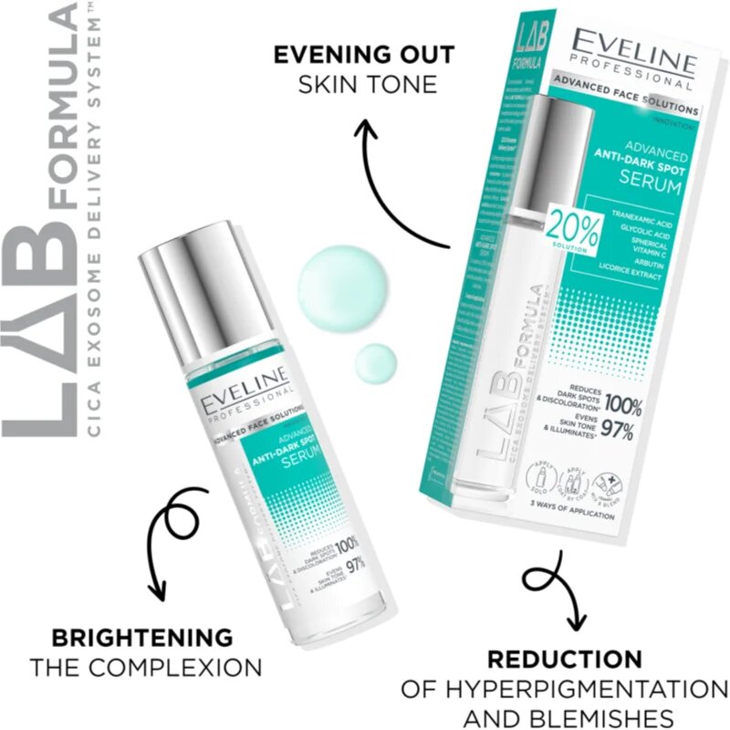 Eveline Cosmetics LAB Formula 20% Solution tratament pentru îndepărtarea petelor pigmentare 30 ml