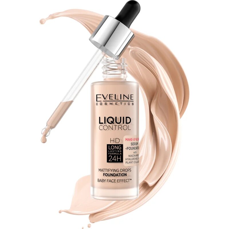 Eveline Cosmetics Liquid Control fond de ten lichid pipeta culoare 035 Natural Beige 32 ml