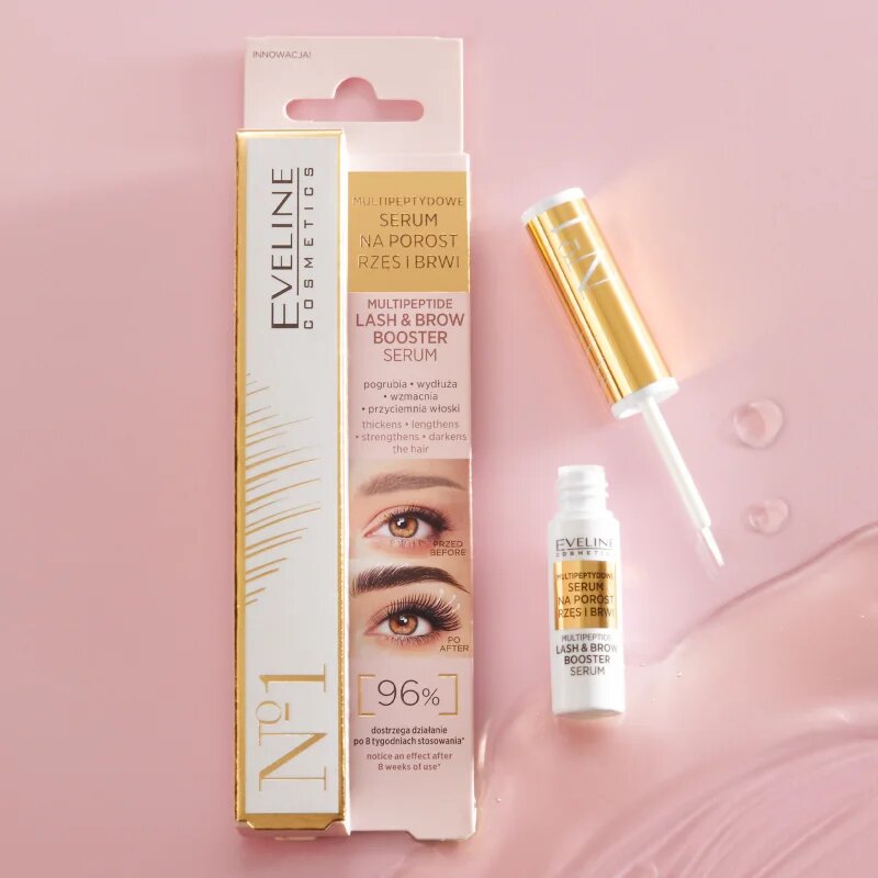 Eveline Cosmetics No. 1 Ser stimulator pentru creșterea genelor și a sprâncenelor cu peptide 4 ml