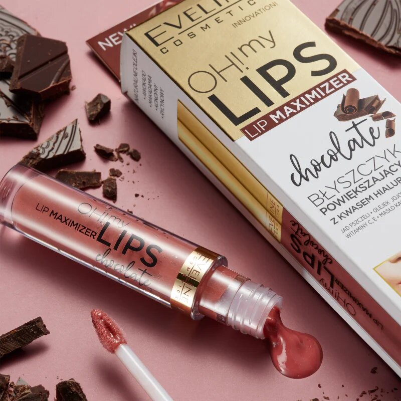 Eveline Cosmetics OH! my LIPS Lip Maximizer lip gloss cu venin de albine culoare Chocolate 4.5 ml