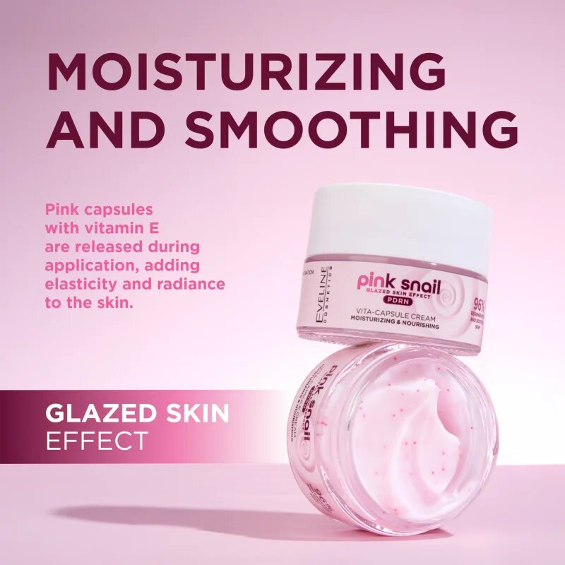 Eveline Cosmetics Pink Snail Glazed Skin Effect crema anti-rid si iluminare 50 ml
