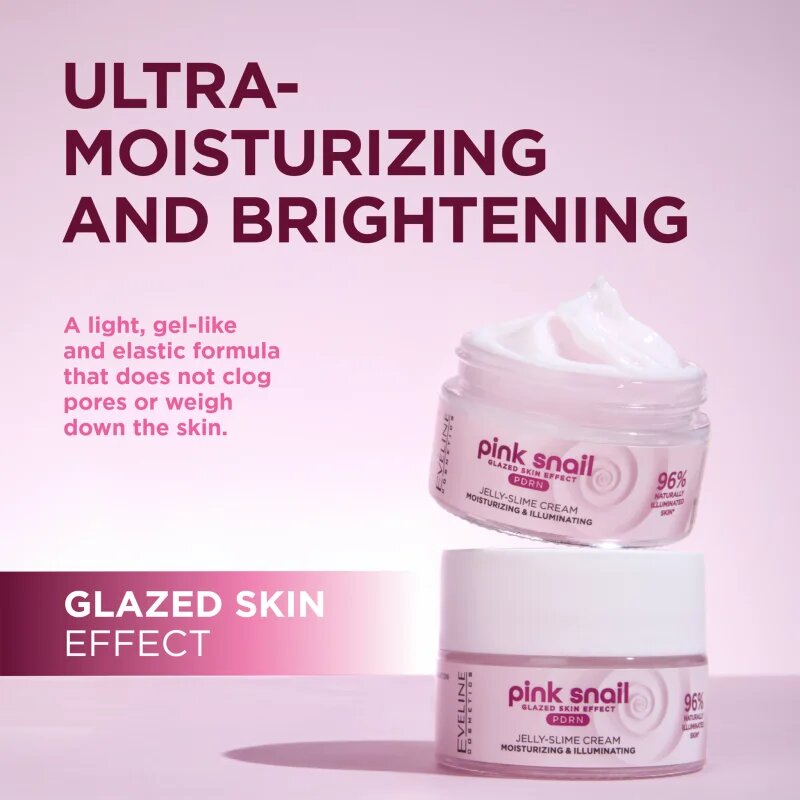 Eveline Cosmetics Pink Snail Glazed Skin Effect crema iluminatoare 50 ml