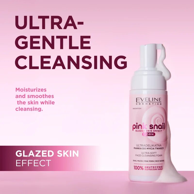 Eveline Cosmetics Pink Snail Glazed Skin Effect demachiant spumant delicat faciale 150 ml