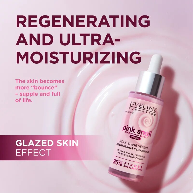Eveline Cosmetics Pink Snail Glazed Skin Effect ser cu efect iluminator faciale 30 ml
