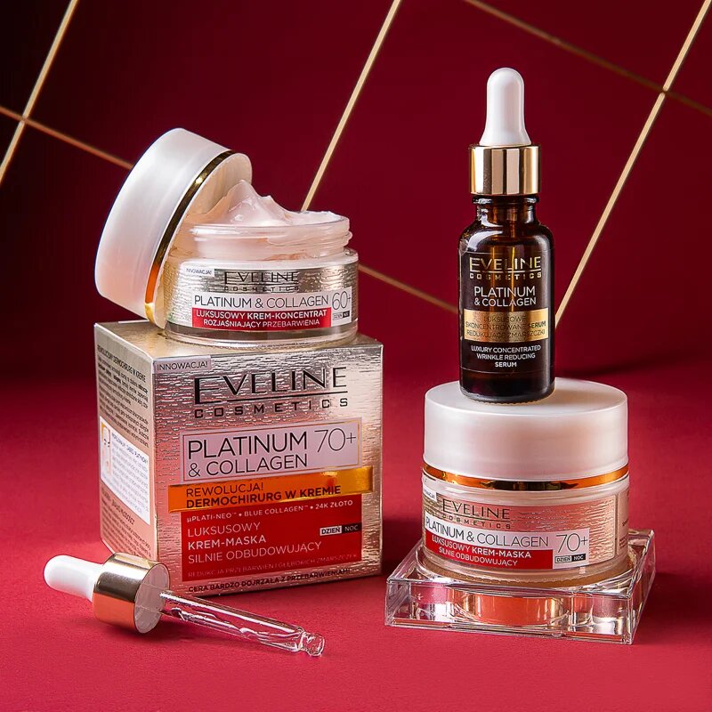 Eveline Cosmetics Platinum & Collagen crema anti-rid de zi si de noapte 60+ 50 ml