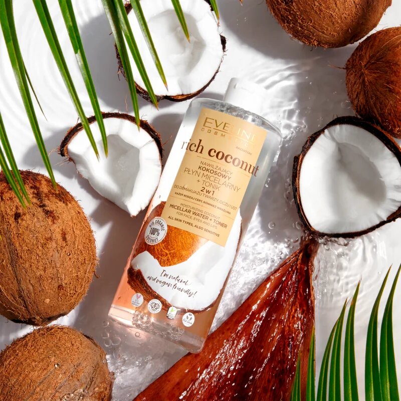 Eveline Cosmetics Rich Coconut apă micelară și tonic 2 in 1 500 ml