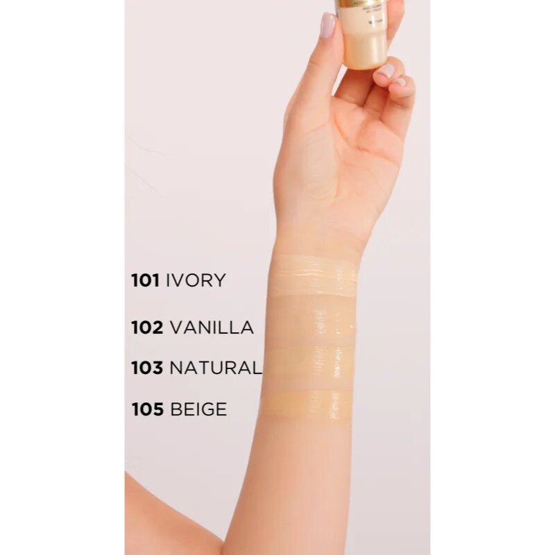Eveline Cosmetics Satin Matt machiaj cu efect matifiant extract de melc culoare 102 Vanilla 30 ml