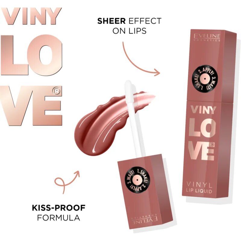 Eveline Cosmetics VINY LOVE Vinyl Lip Liquid Ruj de buze lichid de lunga durata culoare 01 4 ml