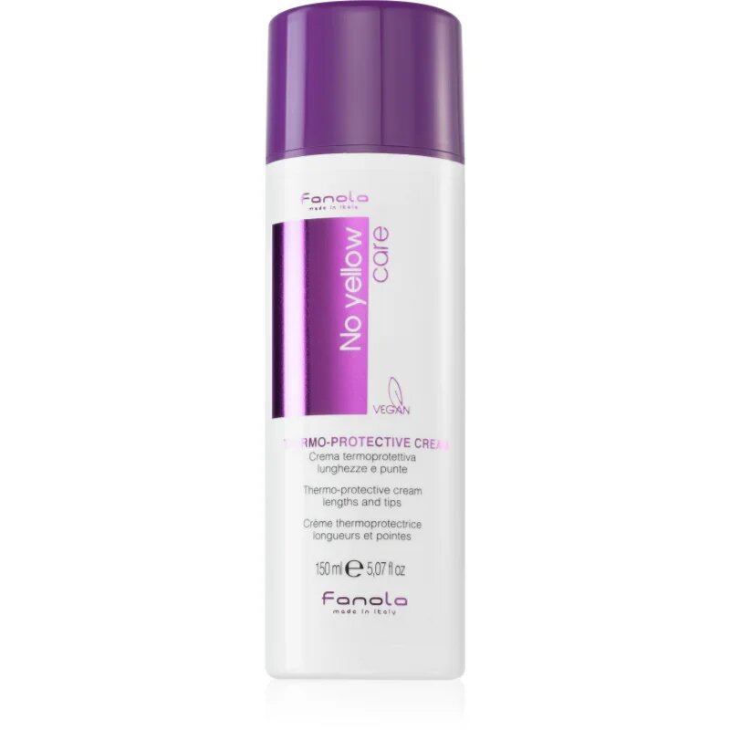 Fanola No Yellow Thermo-Protective Cream cremă hrănitoare și termo-protectoare pentru parul blond cu suvite 150 ml