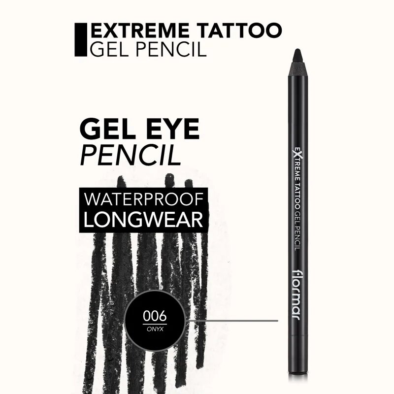 flormar Extreme Tattoo Gel Pencil eyeliner gel rezistent la apă culoare 06 Onyx 1.2 g