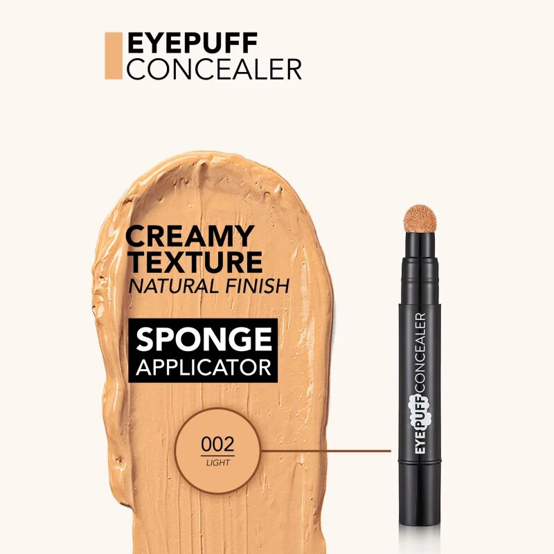 flormar Eye Puff Concealer corector lichid cu aplicator de burete culoare 002 Light 3.3 ml
