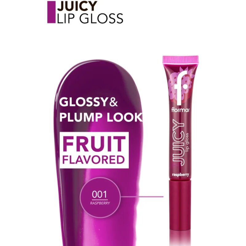 flormar Juicy Lip Gloss lip gloss hidratant culoare 001 Raspberry 10 ml