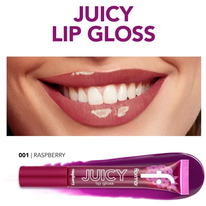 flormar Juicy Lip Gloss lip gloss hidratant culoare 001 Raspberry 10 ml
