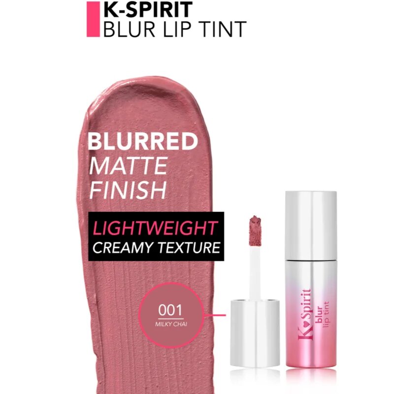 flormar K-Spirit Blur Lip Tint ruj cu persistență îndelungată cu efect mat culoare 001 - Milky Chai 4 ml