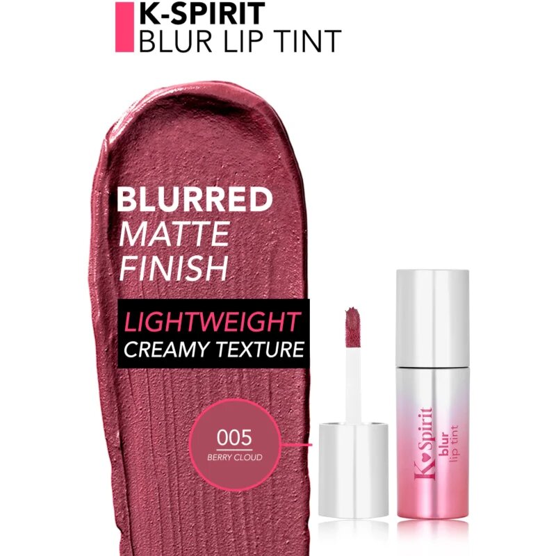 flormar K-Spirit Blur Lip Tint ruj cu persistență îndelungată cu efect mat culoare 005 - Berry Cloud 4 ml