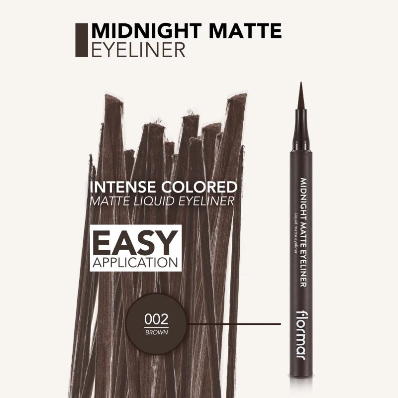 flormar Midnight Matte Eyeliner eyeliner în fix cu efect matifiant culoare 02 Brown 1 ml