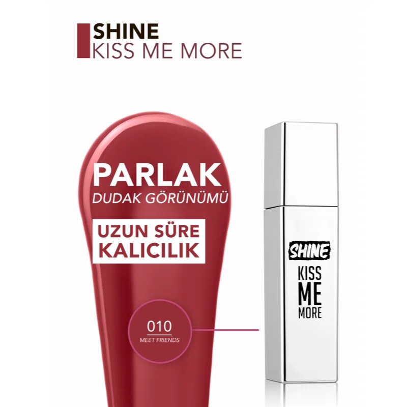 flormar Shine Kiss Me More ruj de buze lichid culoare 010 Meet Friends 3.5 ml