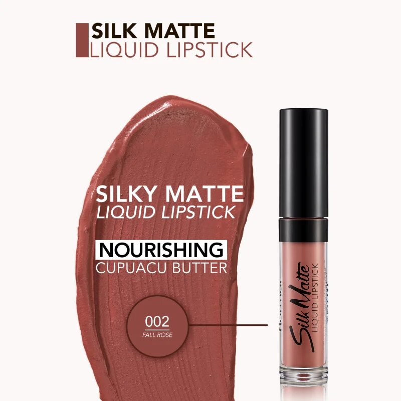 flormar Silk Matte ruj de buze lichid mat și de lungă durată culoare 002 Fall Rose 45 ml