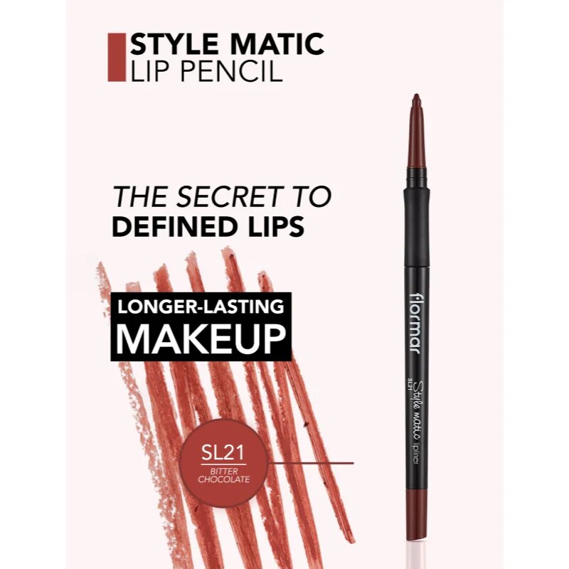 flormar Style Matic Lipliner dermatograf mat de buze rezistent la apa culoare 21 Bitter Chocolate 0.35 g