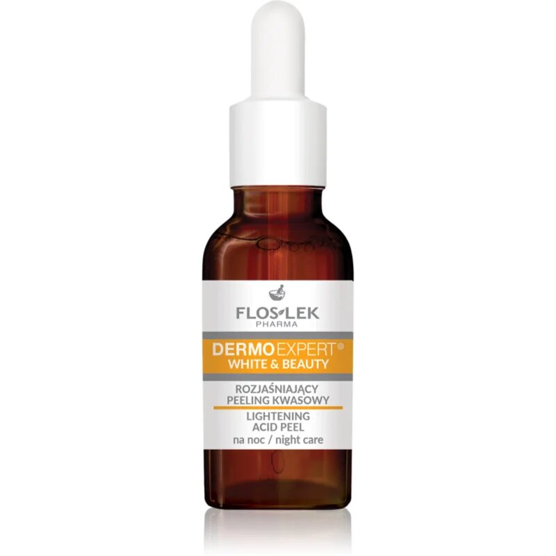 FlosLek Pharma DermoExpert White&Beauty serum cu textură de peeling pentru noapte pentru o piele mai luminoasa 30 ml