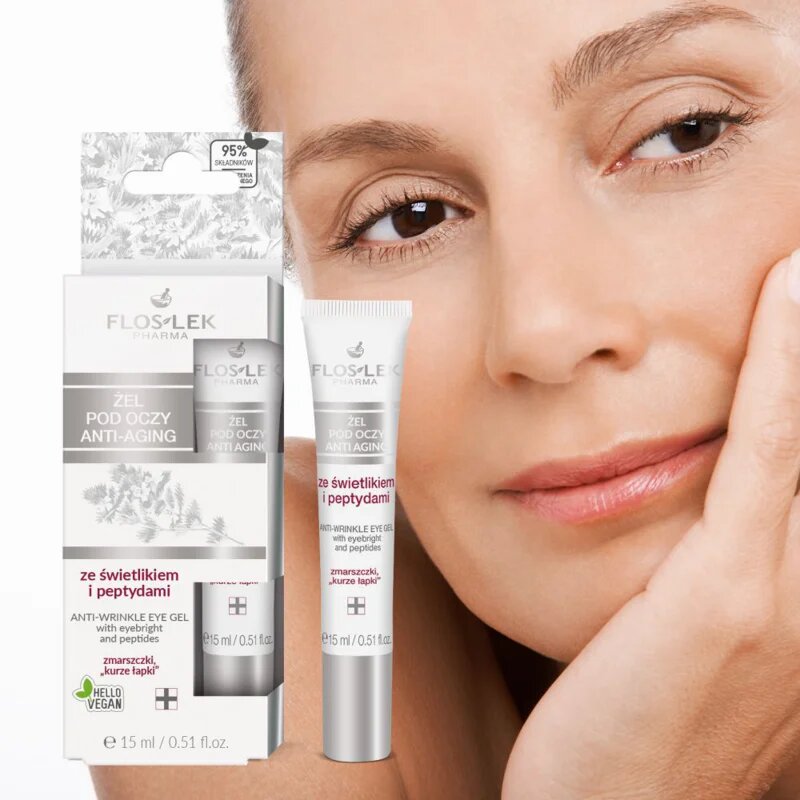 FlosLek Pharma Eye Care gel pentru ochi cu efect antirid 15 ml