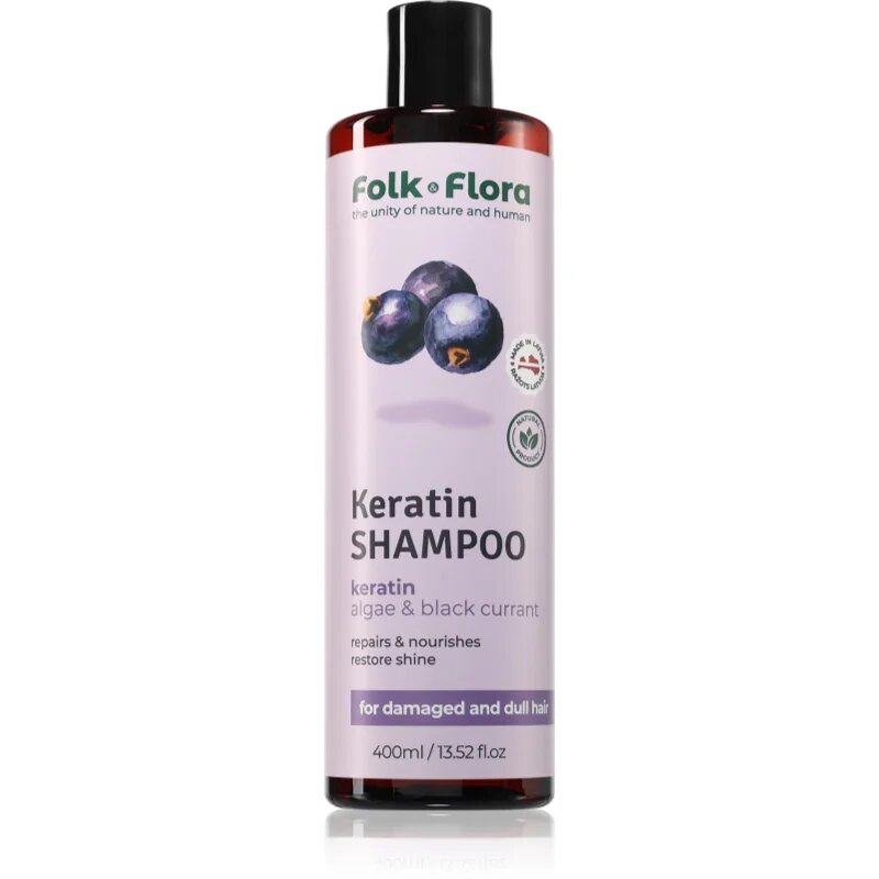 Folk & Flora Blackcurrant șampon regenerator cu efect de nutritiv 400 ml