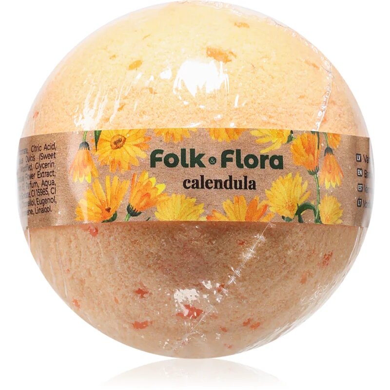 Folk & Flora Calendula bile eferverscente pentru baie cu gălbenele 130 g