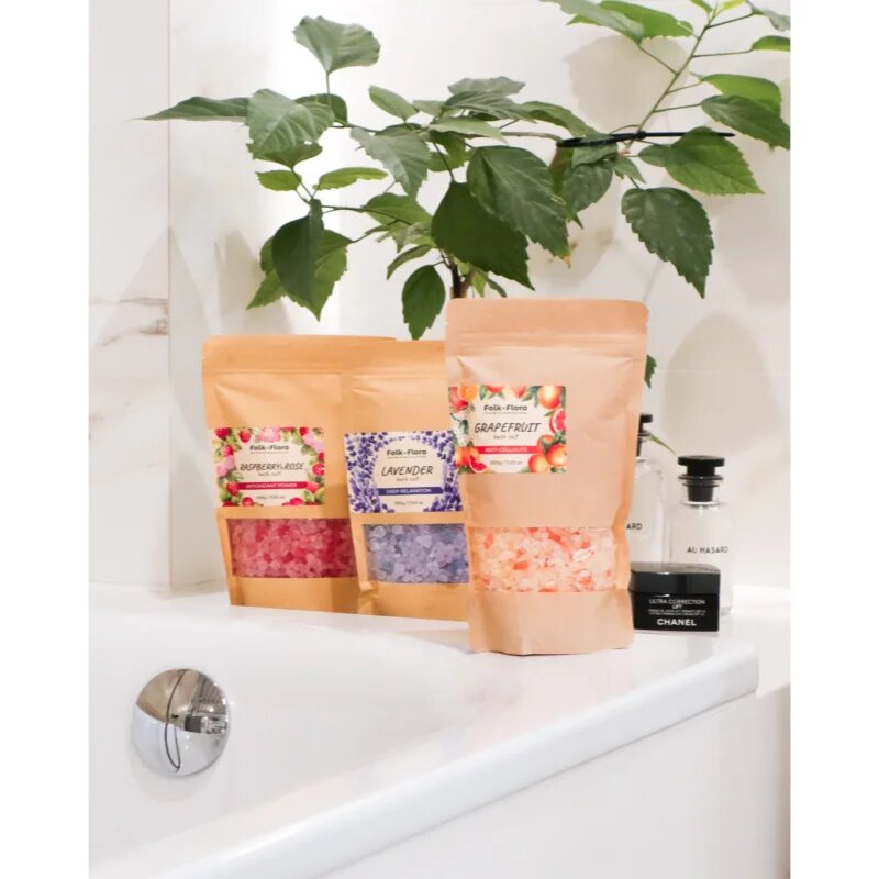 Folk & Flora Grapefruit sare de baie cu efect calmant 500 g