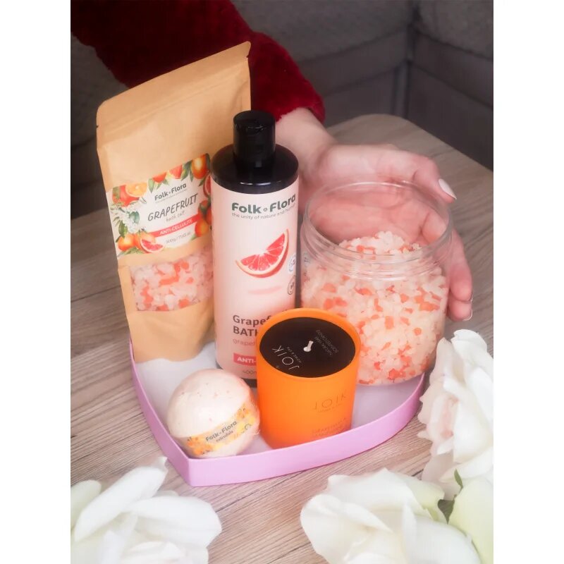 Folk & Flora Grapefruit sare de baie cu efect calmant 500 g