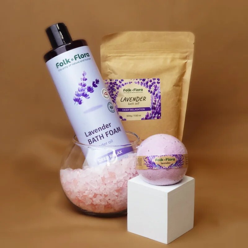 Folk & Flora Lavender spuma de baie cu efect calmant 400 ml