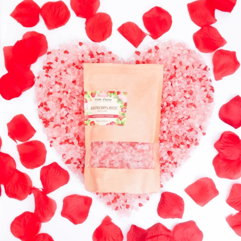 Folk & Flora Raspberry & Rose sare de baie 500 g