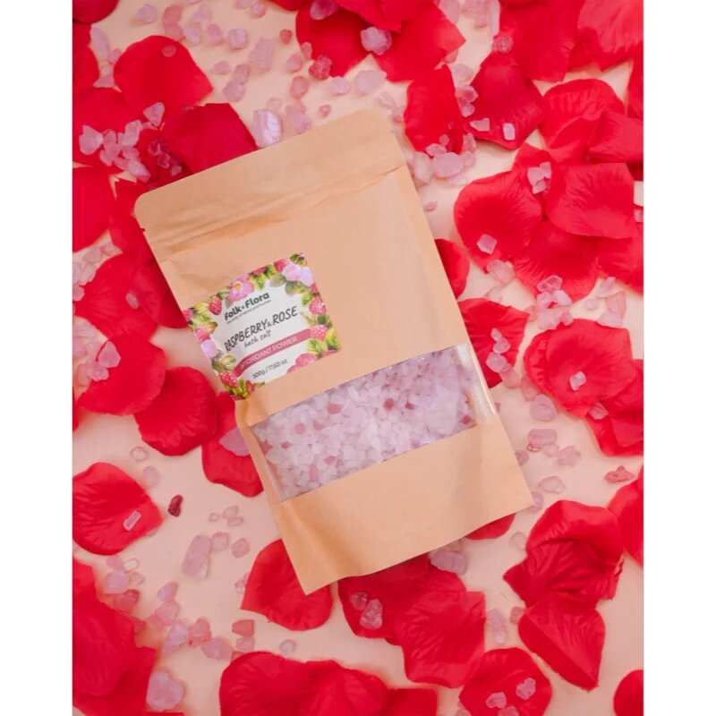 Folk & Flora Raspberry & Rose sare de baie 500 g