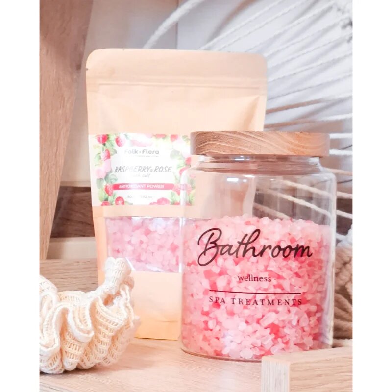Folk & Flora Raspberry & Rose sare de baie 500 g