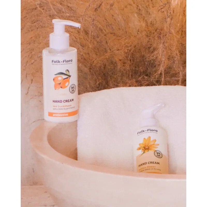 Folk & Flora Sea Buckthorn crema protectoare pentru maini cu efect de nutritiv 150 ml