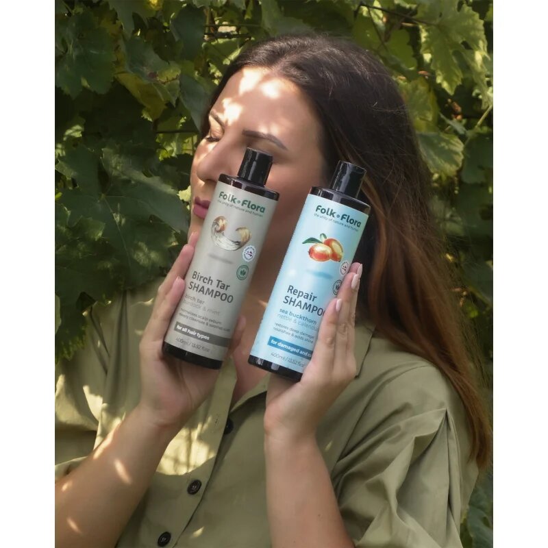 Folk & Flora Sea Buckthorn șampon regenerator pentru par vopsit si deteriorat 400 ml