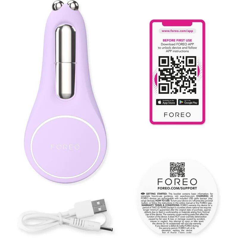 FOREO BEAR™ 2 eyes & lips dispozitiv de tonifiere cu microcurenți zona ochilor si a buzelor Lavender 1 buc