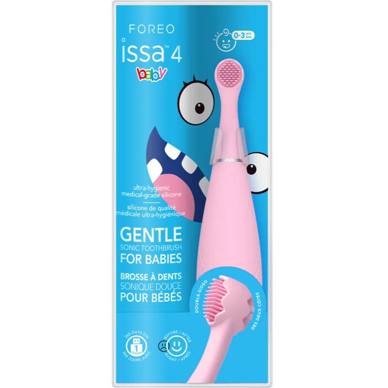 FOREO ISSA™ 4 Baby periuta de dinti electrica pentru copii de la naștere până la vârsta de 3 ani Pearl Pink 1 buc