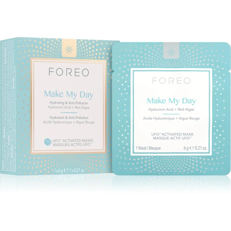 FOREO UFO™ Make My Day mască facială protectoare cu efect de hidratare 7 x 6 g