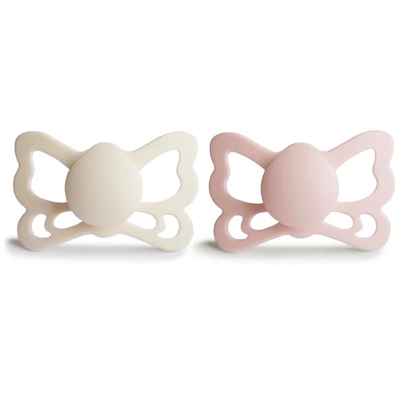 FRIGG Butterfly Size 2:6-18 months suzetă Cream/Blush 2 buc