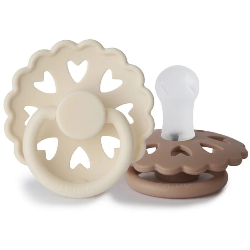 FRIGG Fairytale Round Silicone 2-Pack Size 1 suzetă The Ugly Duckling/The Emperors New Clothes 2 buc