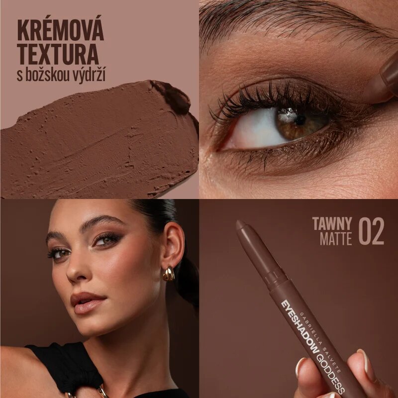 Gabriella Salvete Eyeshadow Goddess fard de pleoape cremos in creion culoare Matte 02 Tawny 1.3 g