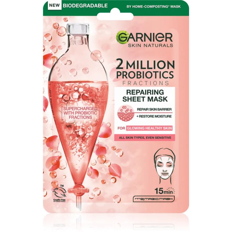Garnier Textil Masks 2 Million Probiotics masca pentru regenerare faciale 22 g
