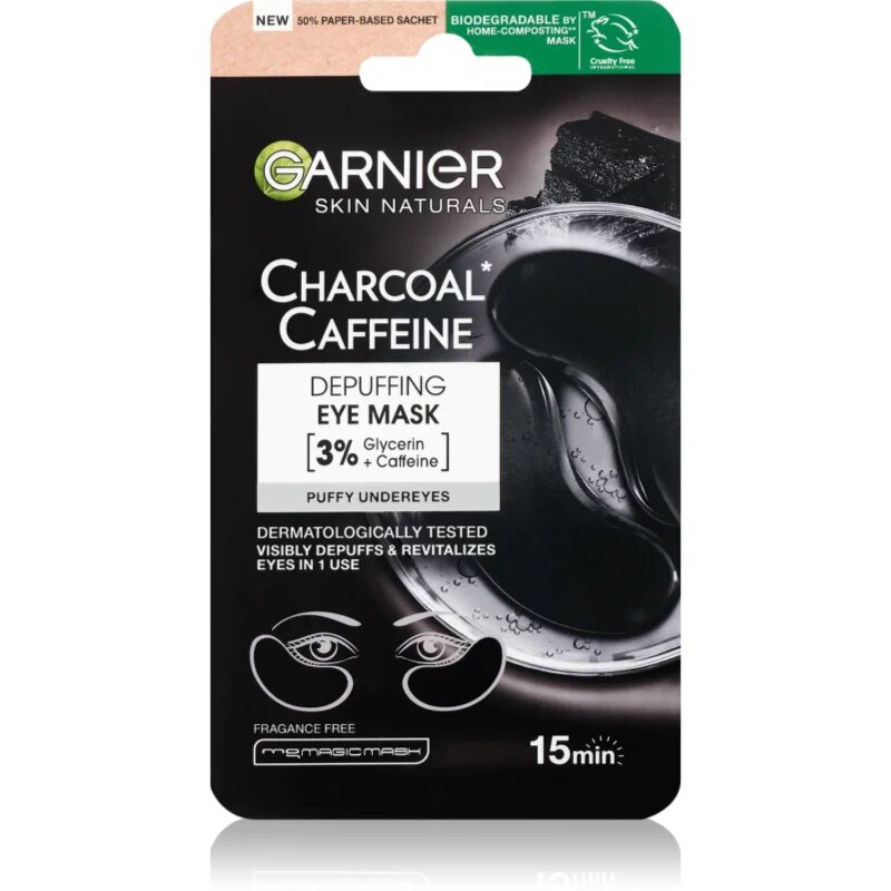 Garnier Textil Masks Charcoal Caffeine mască pentru zona ochilor cu cărbune activ 5 g