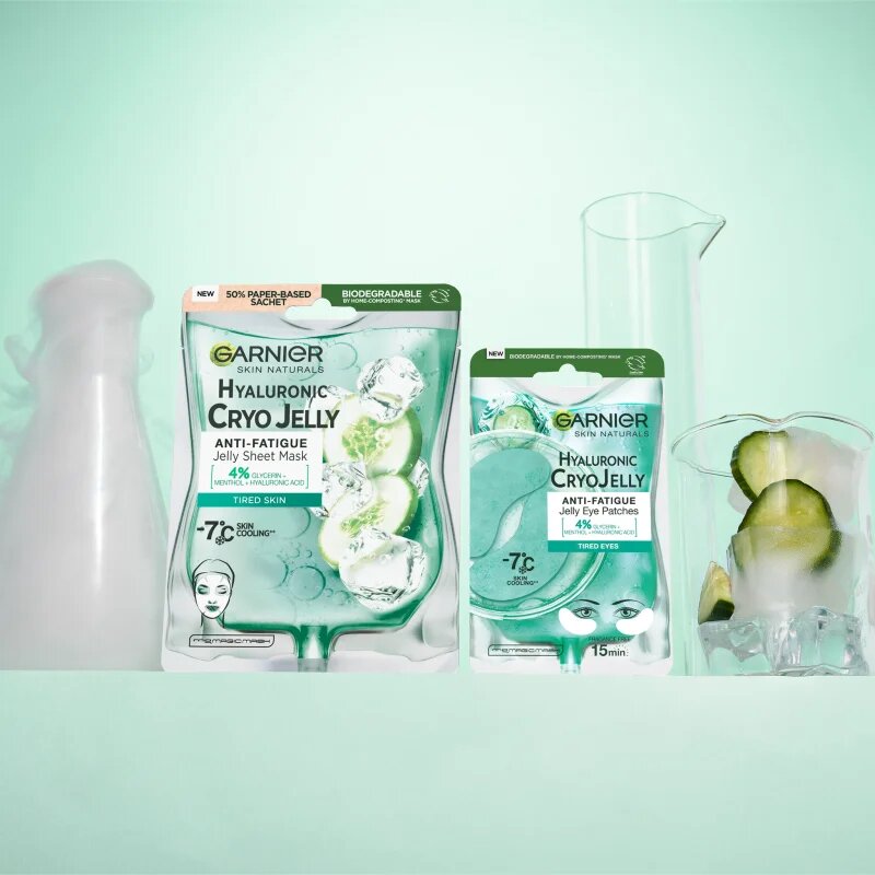 Garnier Textil Masks Cryo Jelly Masca gel hidratanta cu acid hialuronic 27 g