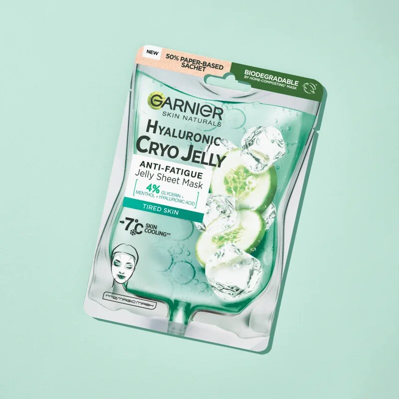Garnier Textil Masks Cryo Jelly Masca gel hidratanta cu acid hialuronic 27 g