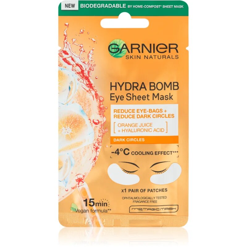 Garnier Textil Masks Hydra Bomb mască pentru zona ochilor cu acid hialuronic 6 g