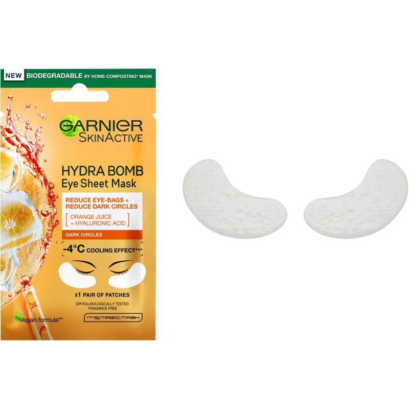 Garnier Textil Masks Hydra Bomb mască pentru zona ochilor cu acid hialuronic 6 g