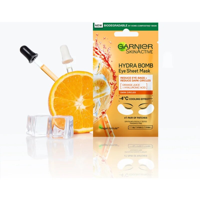 Garnier Textil Masks Hydra Bomb mască pentru zona ochilor cu acid hialuronic 6 g